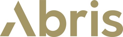 The image shows the word Abris in a modern, stylized font with gold coloring on a white background. The letter A is designed with a unique geometric style.