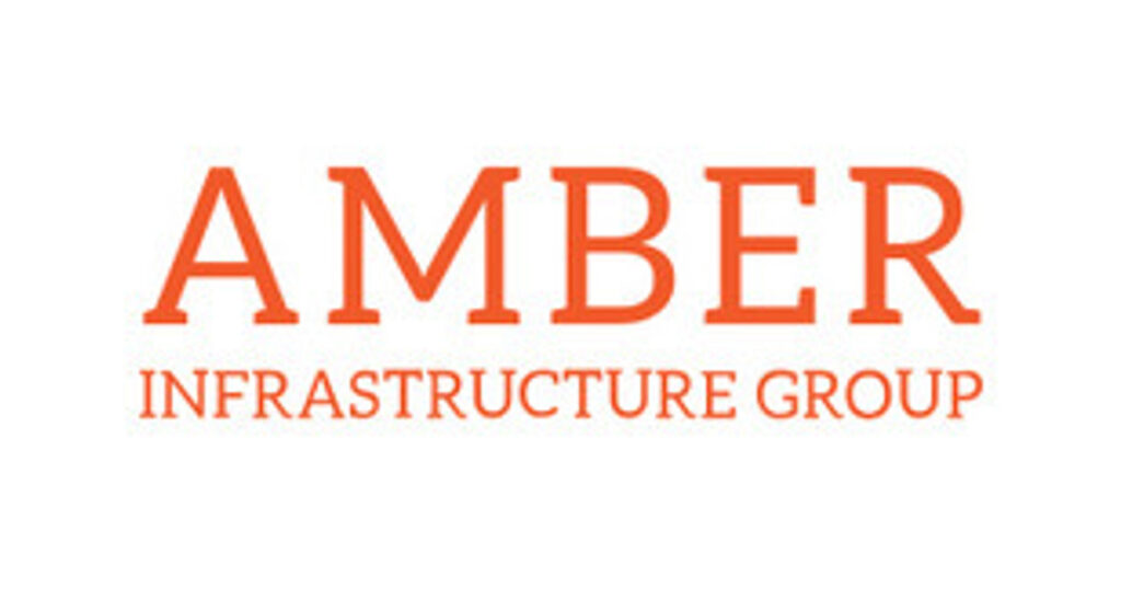 Amber Infrastructure Group logo with AMBER in large orange text above INFRASTRUCTURE GROUP in smaller orange capital letters, set against a white background.